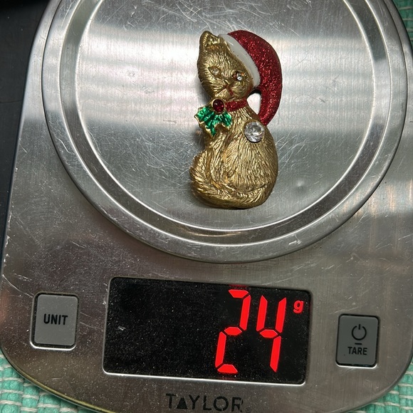 🖤Vtg Christmas Cat brooch with Santa hat - Picture 7 of 10